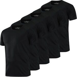 Men's 5 Pack black Sport Tops Dry Fit Gym Wicking Athletic T Shirts